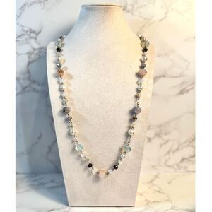 Iridescent/Goldtone Glass Beaded Necklace